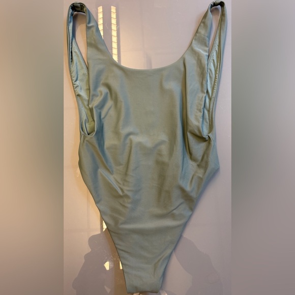 Aerie Light Green Women's One Piece High-cut cheeky Swimsuit women's size Small - Picture 2 of 5